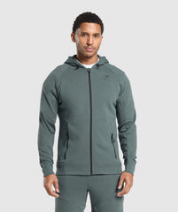 Interlock Tech Zip Up Hoodie Slate Teal