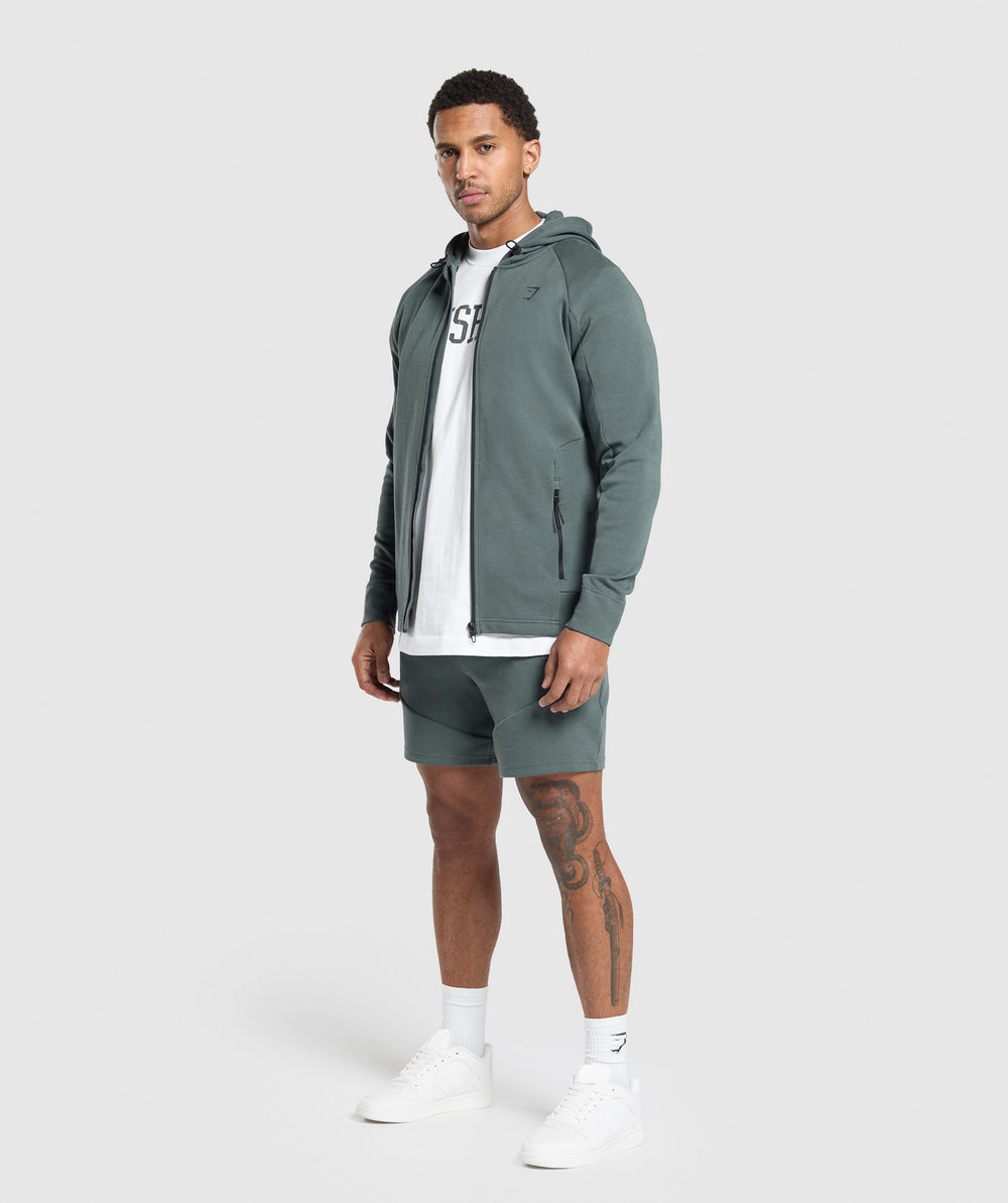 Interlock Tech Zip Up Hoodie Slate Teal