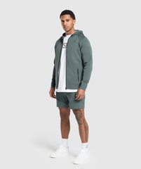 Interlock Tech Zip Up Hoodie Slate Teal