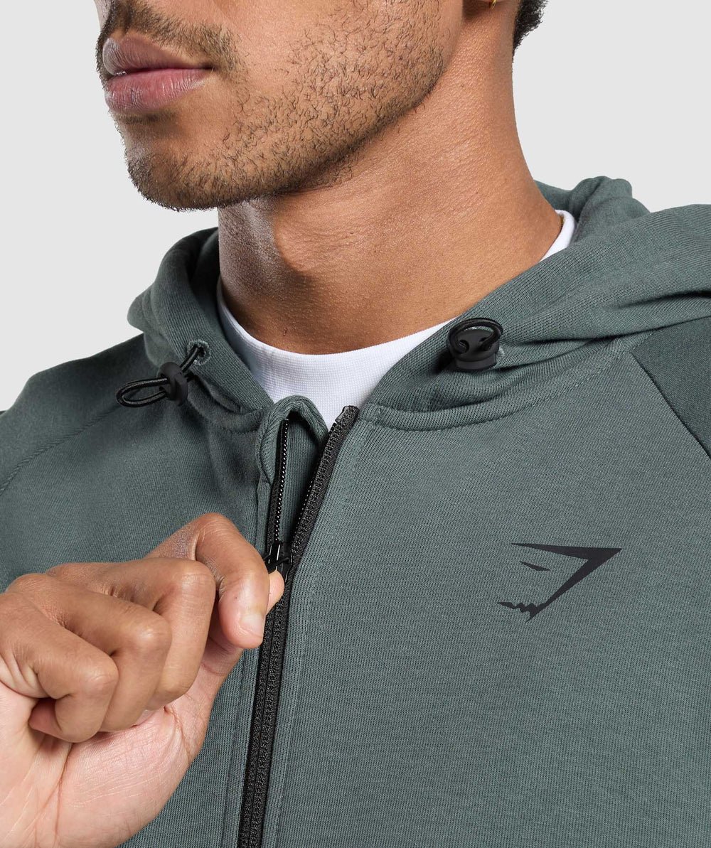 Interlock Tech Zip Up Hoodie Slate Teal