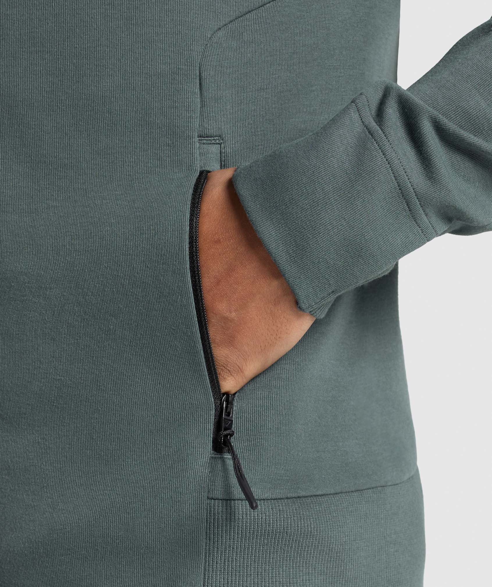 Interlock Tech Zip Up Hoodie Slate Teal