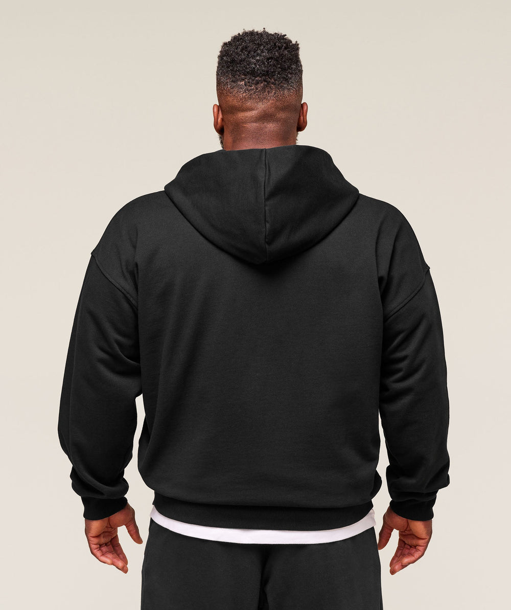 Collegiate Script Zip Up Hoodie Black