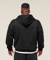 Collegiate Script Zip Up Hoodie Black