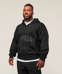 Collegiate Script Zip Up Hoodie Black