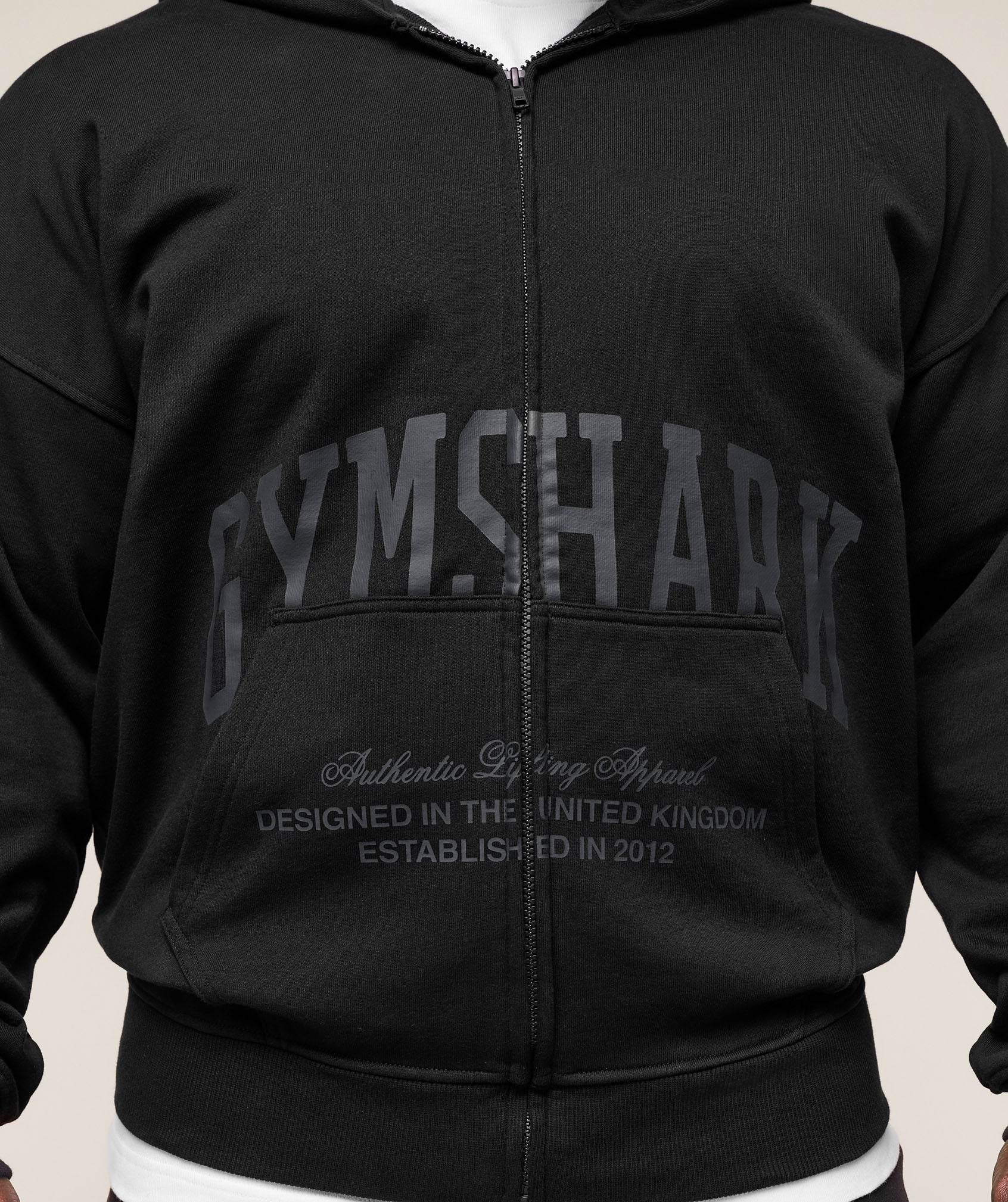 Collegiate Script Zip Up Hoodie Black