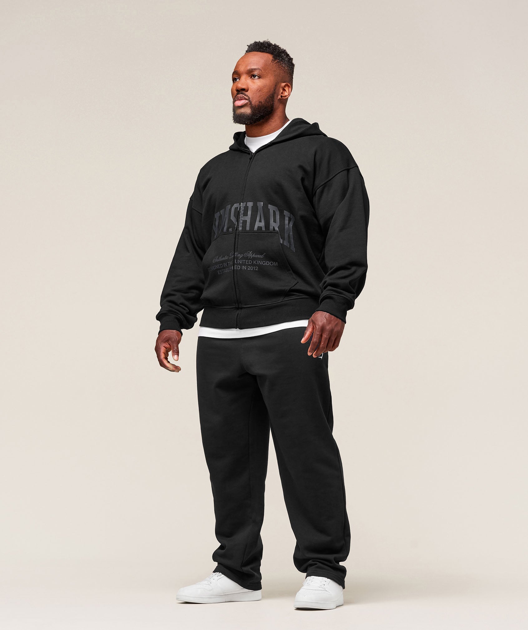 Collegiate Script Zip Up Hoodie Black