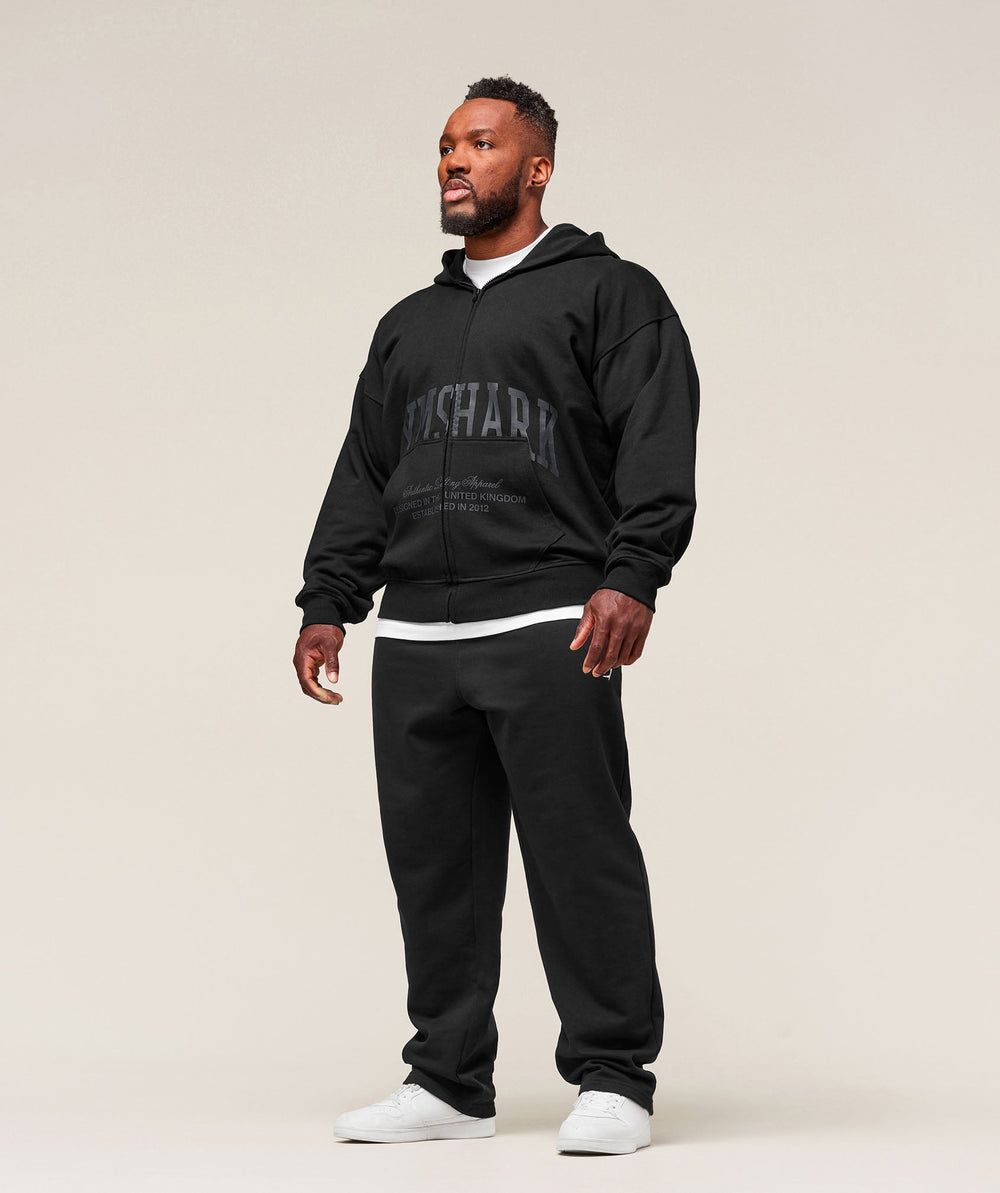 Collegiate Script Zip Up Hoodie Black