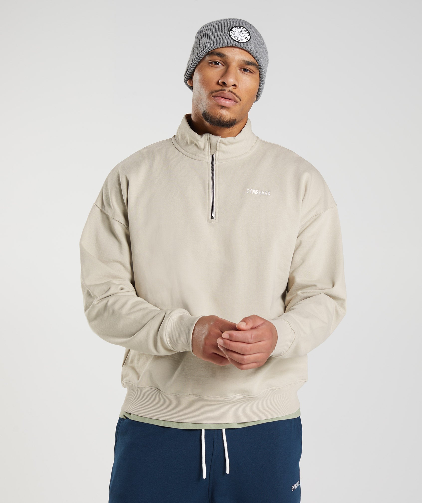Rest Day Sweats 1/4 Zip Pebble Grey