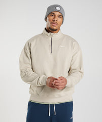 Rest Day Sweats 1/4 Zip Pebble Grey