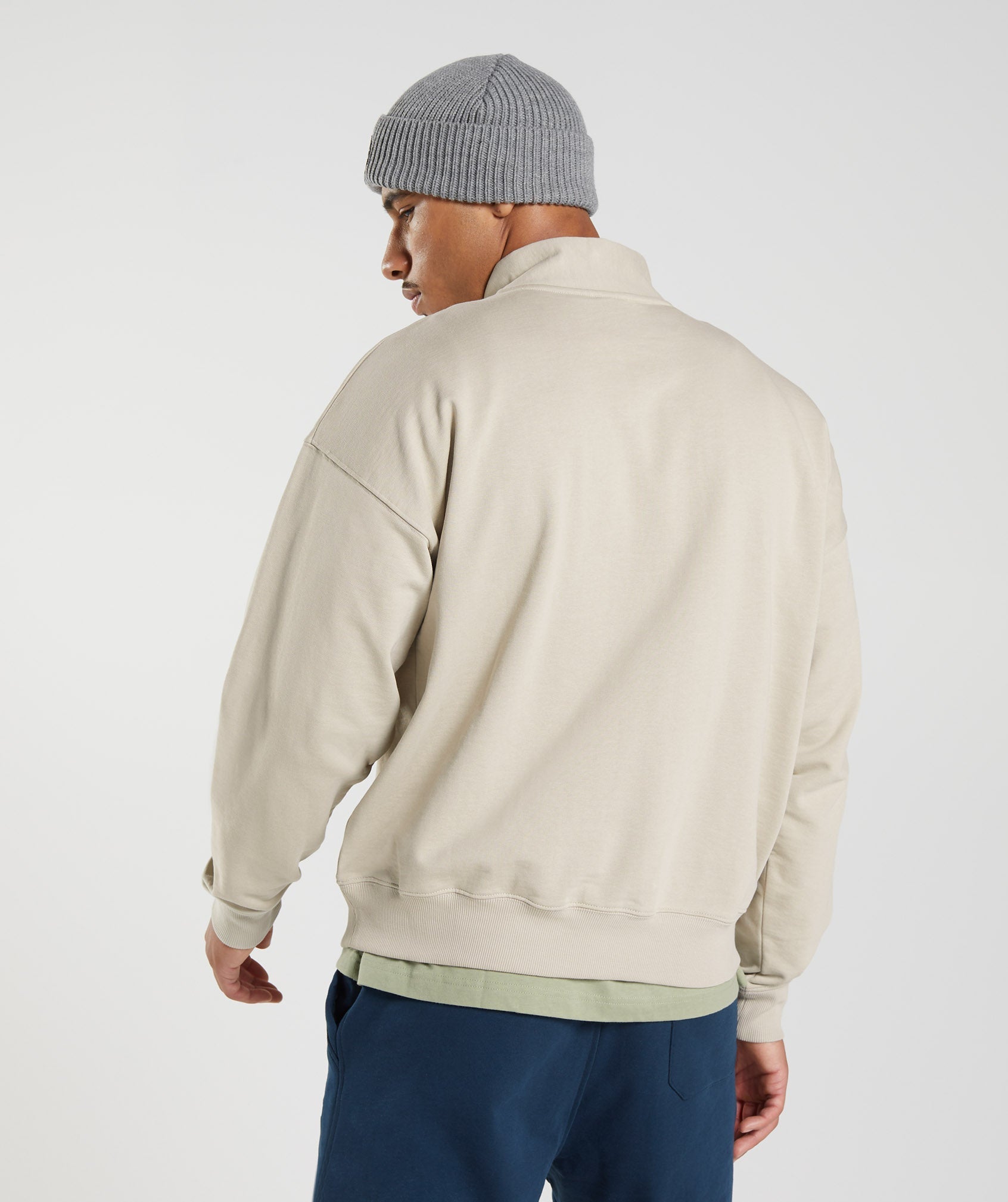 Rest Day Sweats 1/4 Zip Pebble Grey