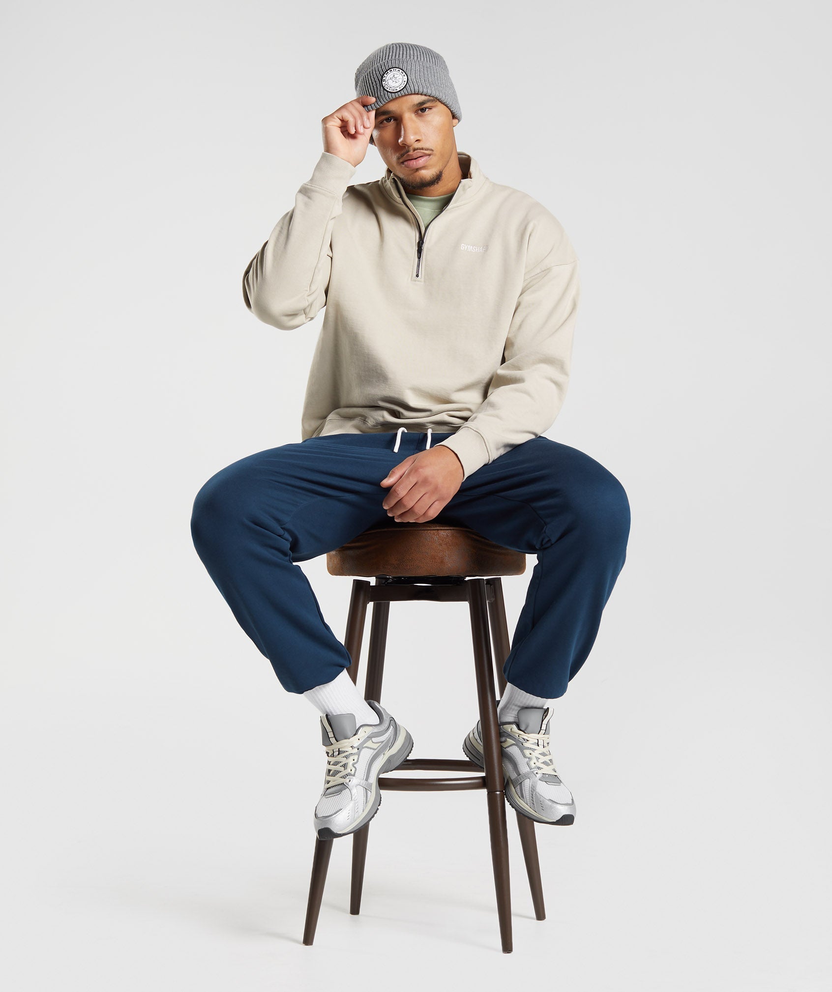 Rest Day Sweats 1/4 Zip Pebble Grey