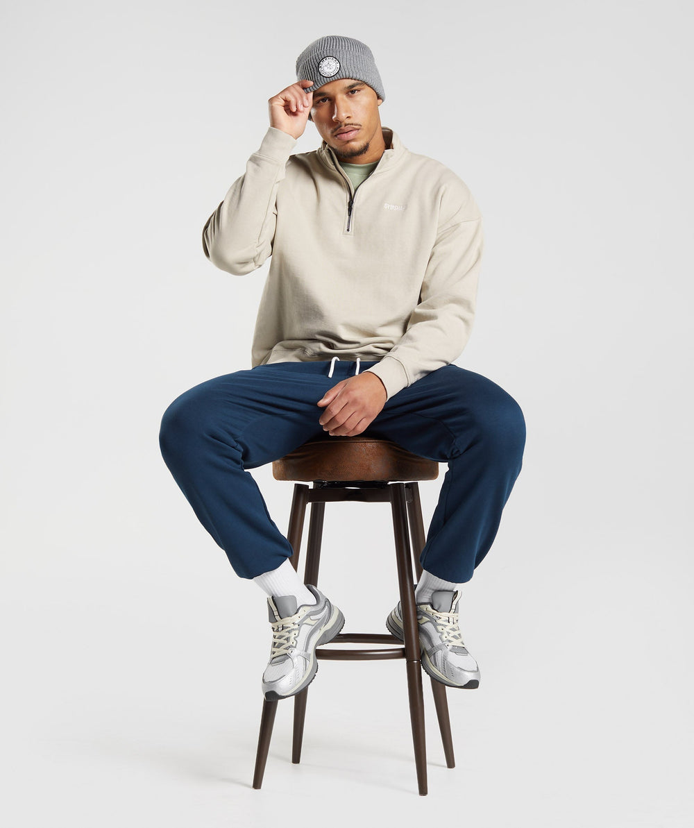 Rest Day Sweats 1/4 Zip Pebble Grey