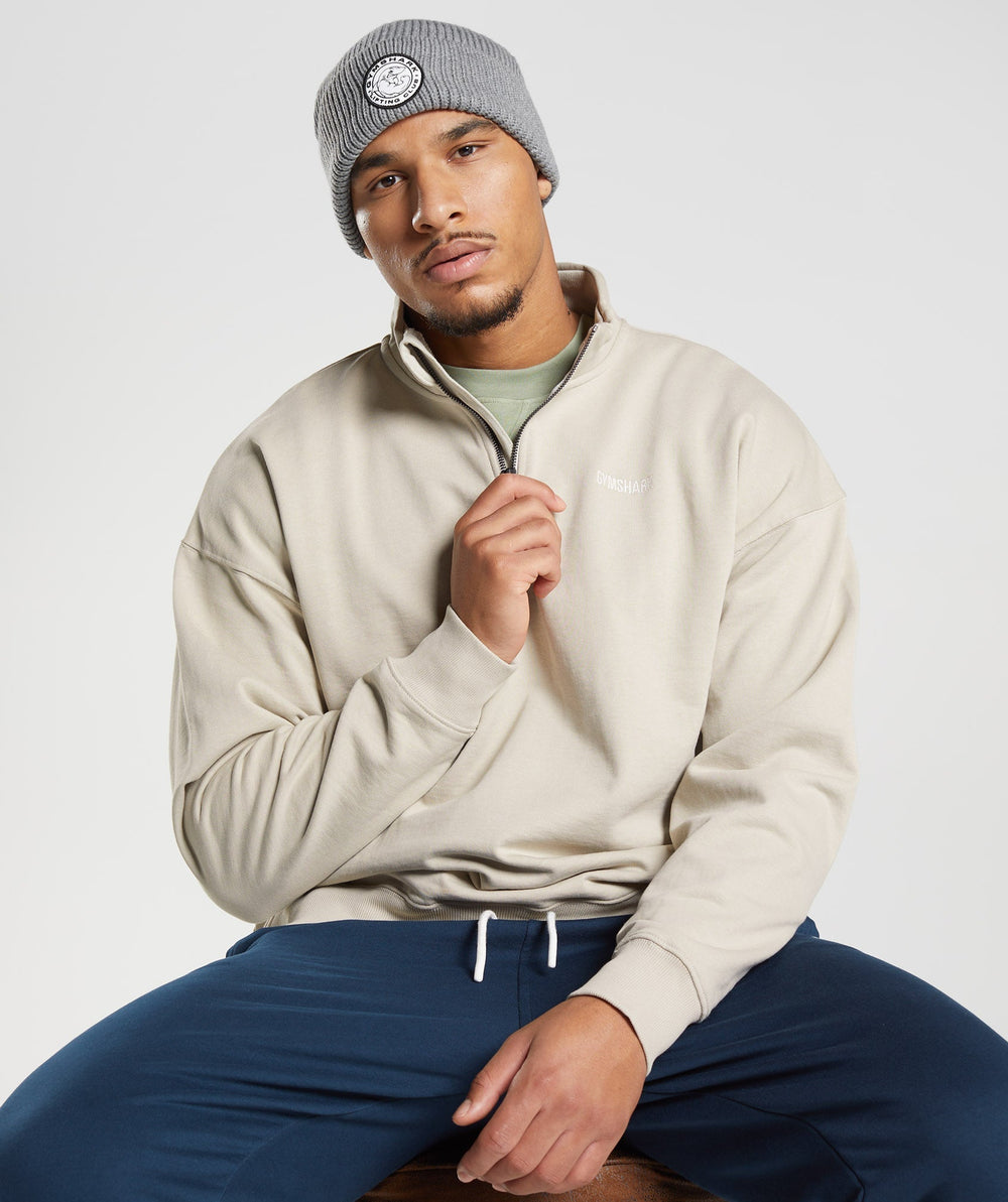 Rest Day Sweats 1/4 Zip Pebble Grey