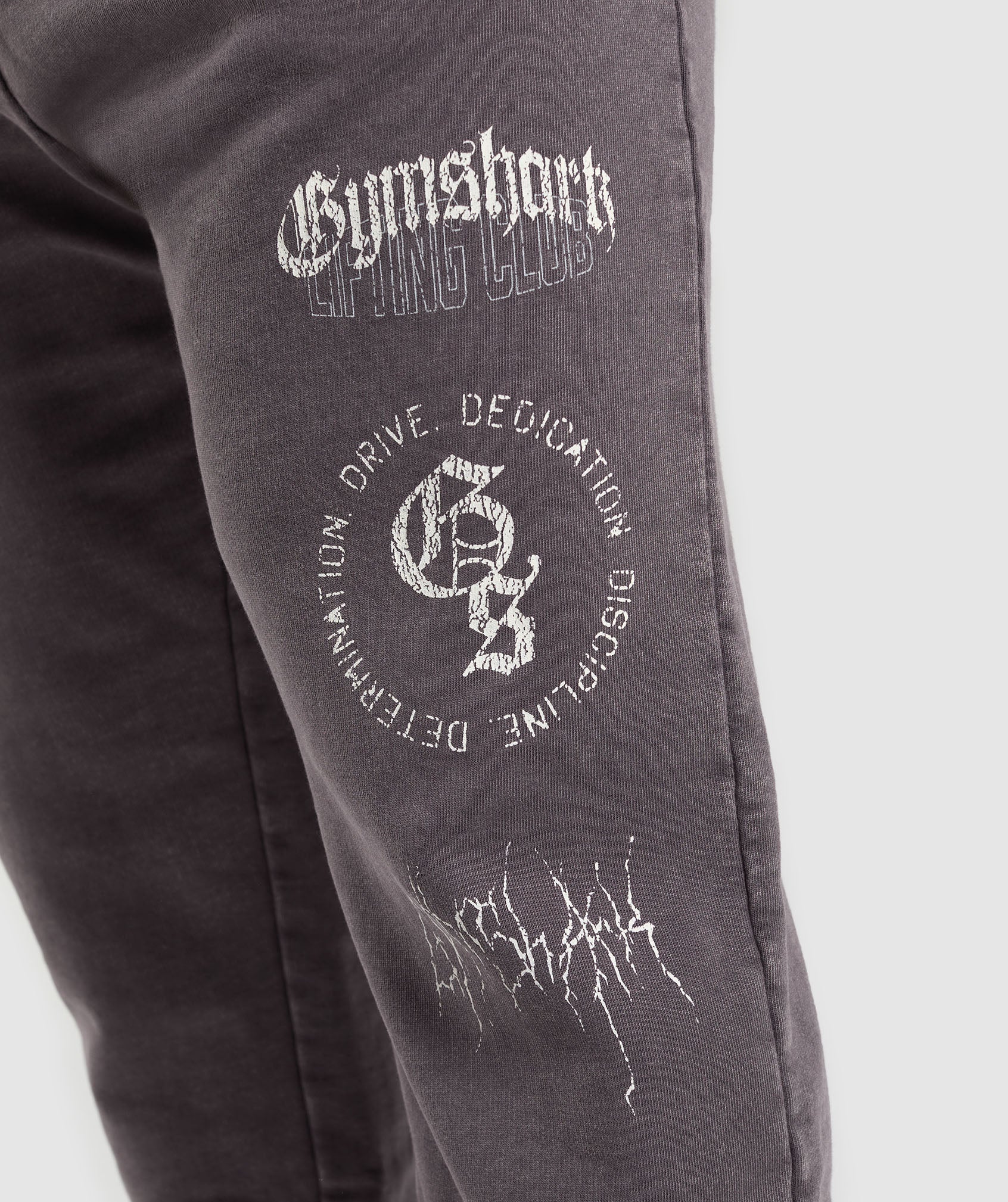 Distressed Graphic Joggers Brushed Purple Acid Wash