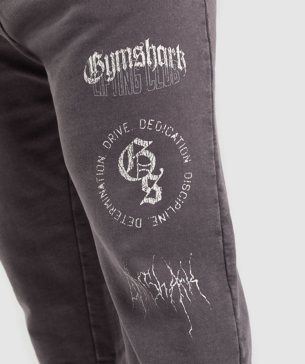 Distressed Graphic Joggers Brushed Purple Acid Wash