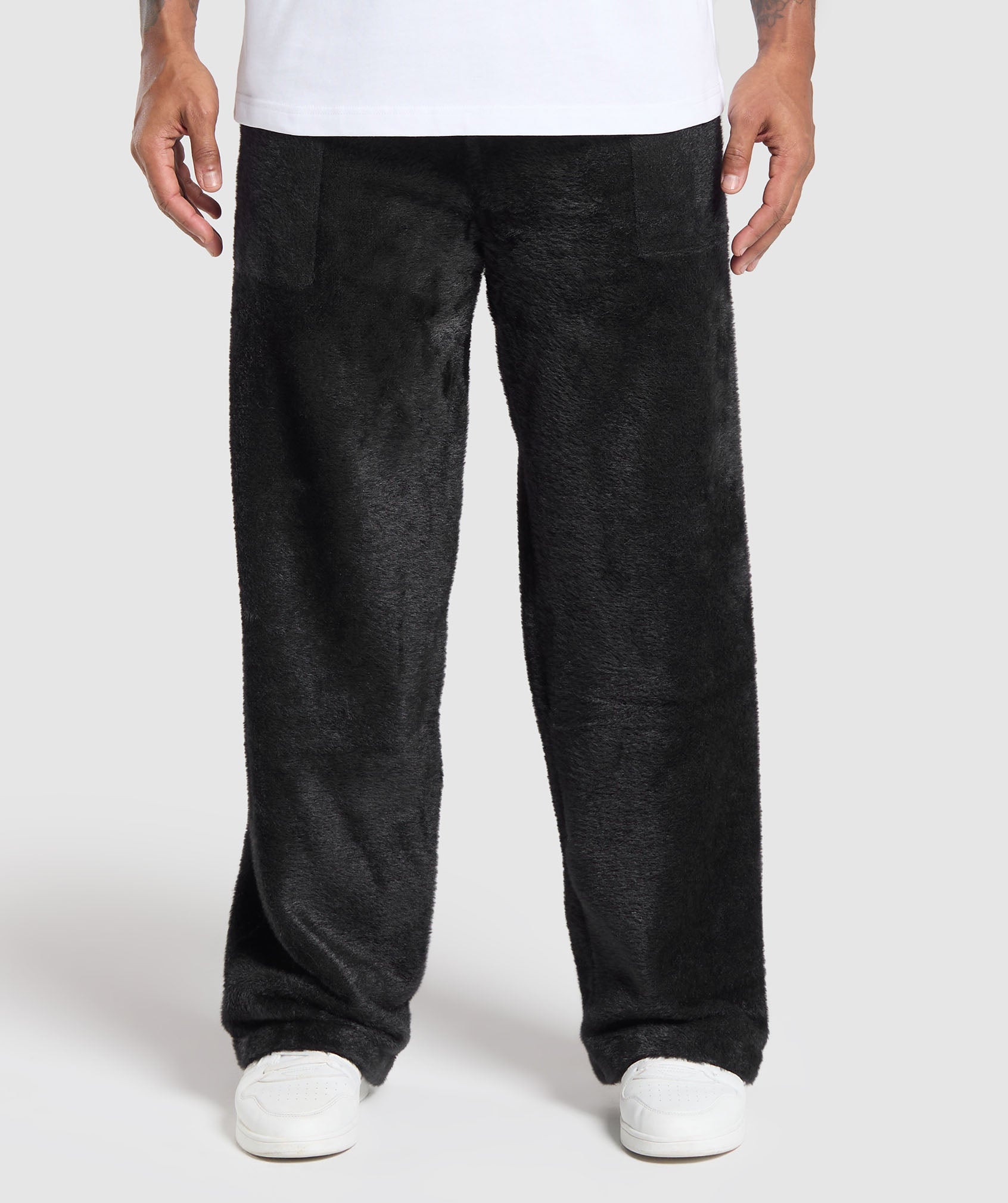Knitted Straight Leg Joggers Black