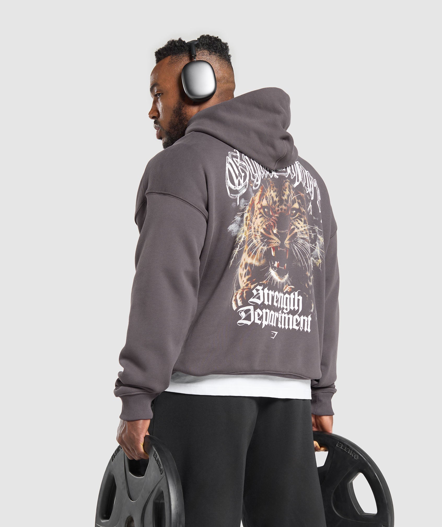 Strength Department Animal Oversized Hoodie Greyed Purple