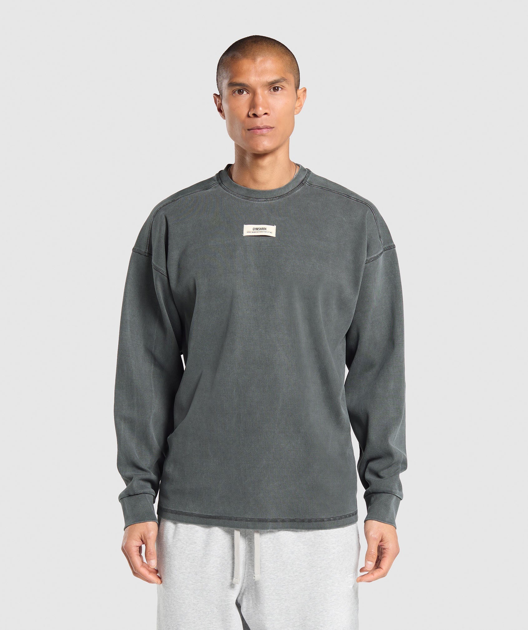 Heavyweight Rib Crew Asphalt Grey
