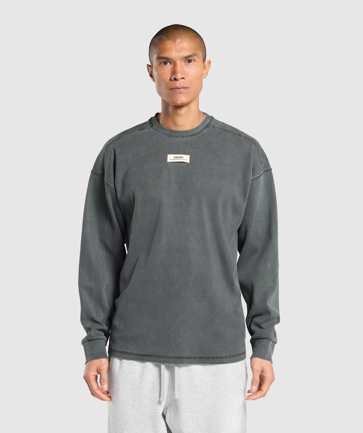 Heavyweight Rib Crew Asphalt Grey