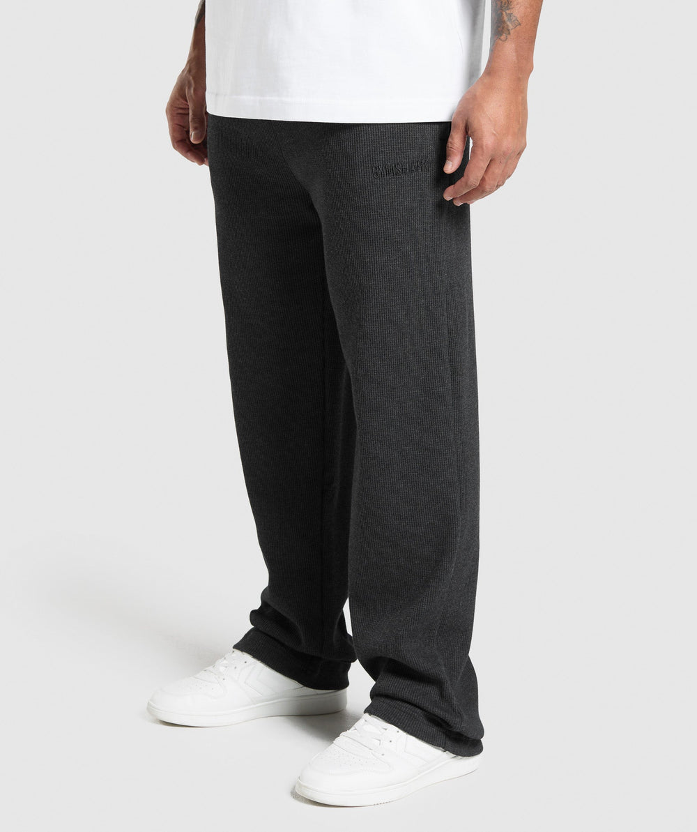 Waffle Straight Leg Joggers Black
