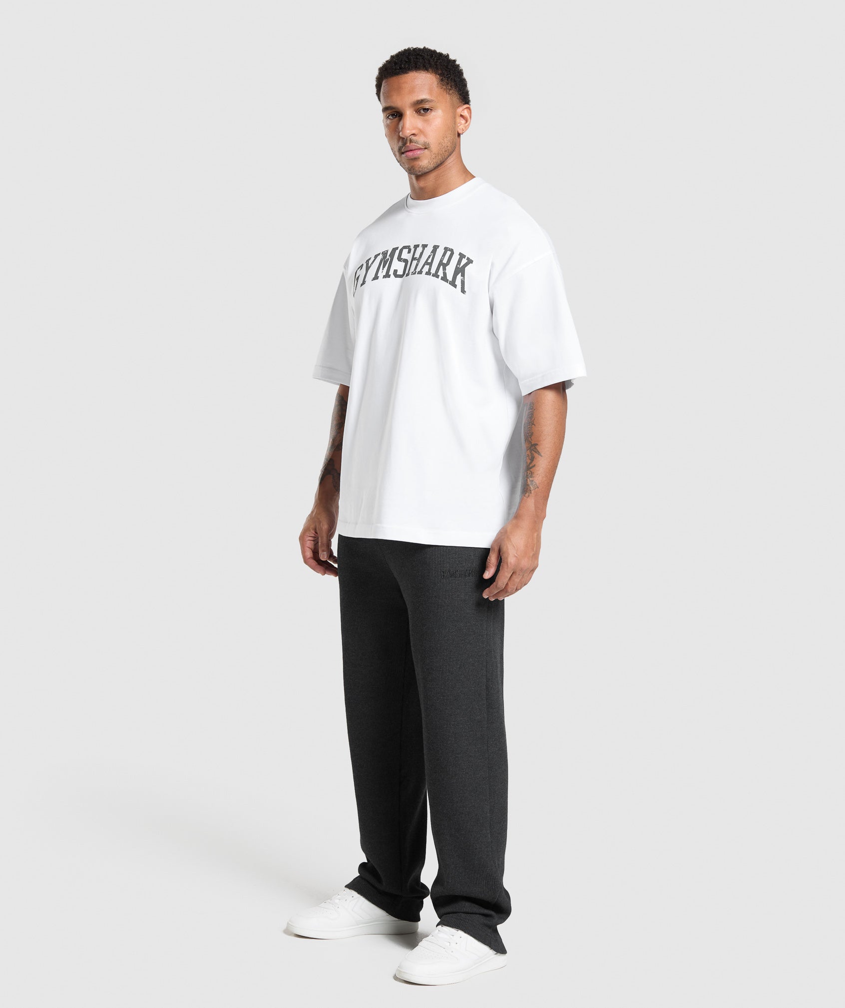 Waffle Straight Leg Joggers Black