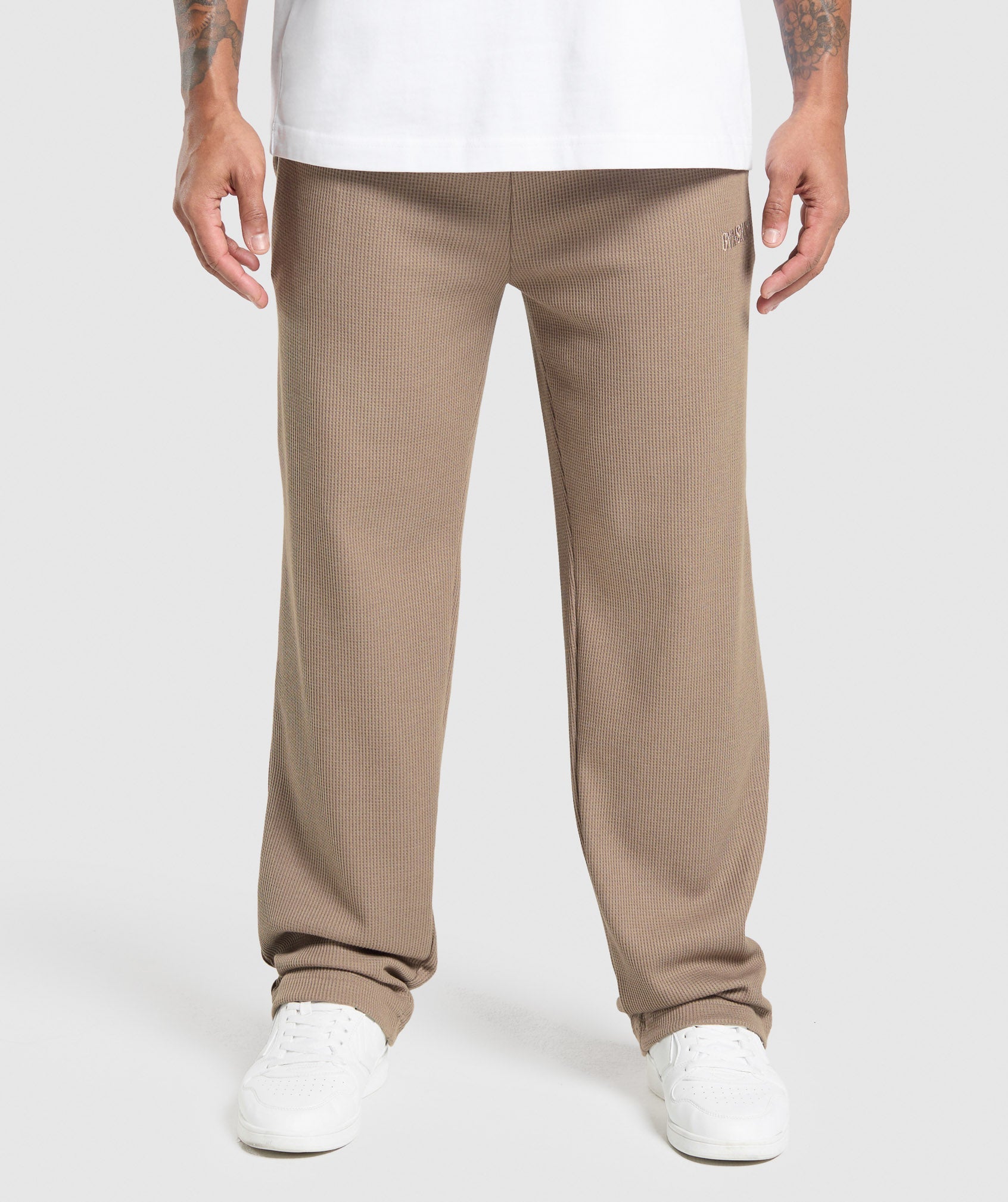Waffle Straight Leg Joggers Lifestyle Brown