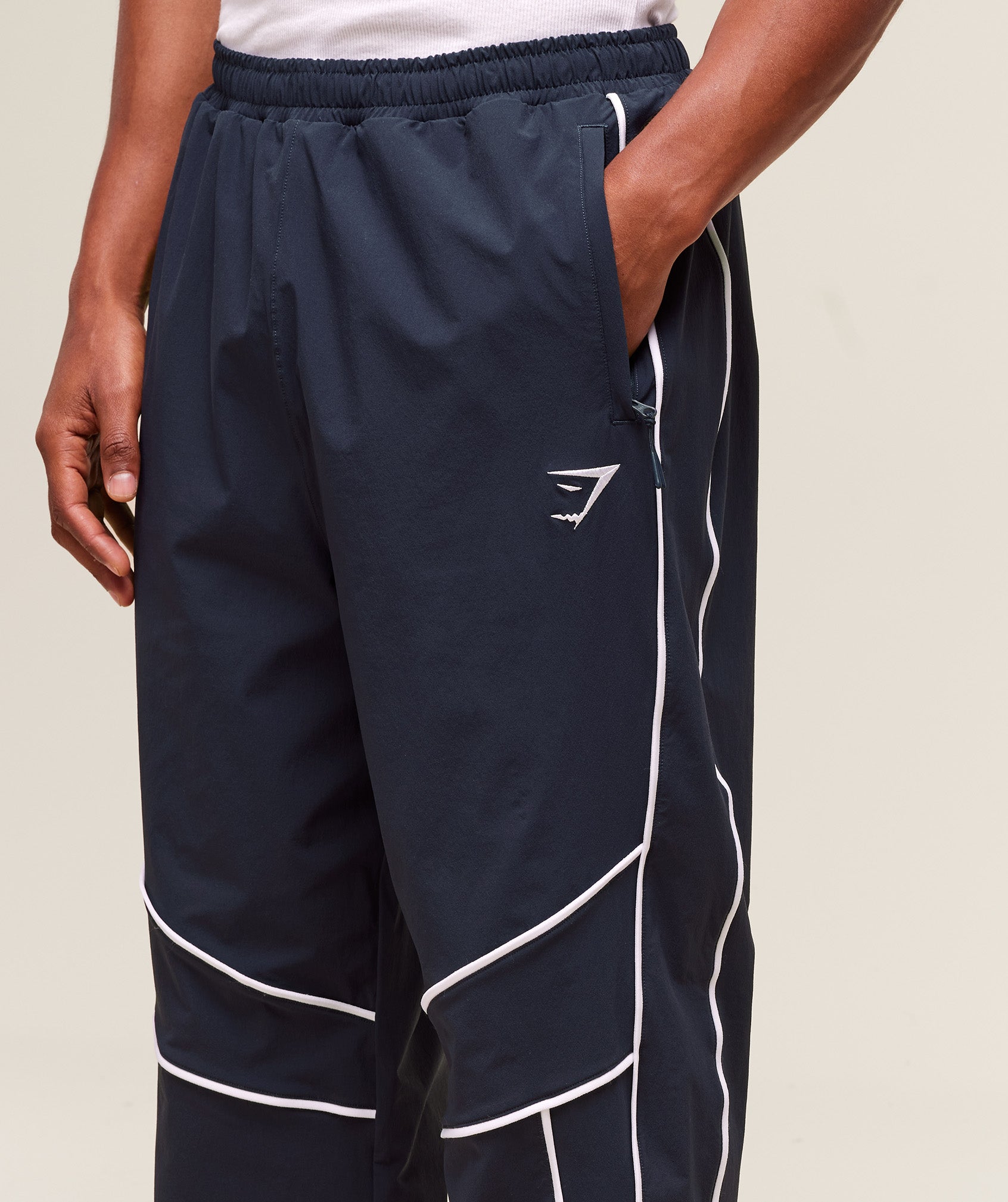 Retro Crinkle Track Pants Heavy Blue